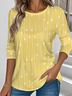 Elegant Commuter Striped Polka Dot Pattern Round Neck Long Sleeve T-Shirt