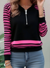 Crew Neck Multicolor Block Simple Sweatshirt