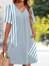 V Neck Plain Casual Dress With No