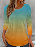 Women's Long Sleeve T-shirt Spring/Fall As Picture Ombre Printing Jersey Crew Neck Daily Going Out Casual Top