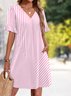 Casual V Neck Plain Dress With No