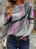 Women's Long Sleeve T-shirt Spring/Fall Gray Abstract Printing Jersey Crew Neck Daily Going Out Casual Top