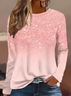 Women's Long Sleeve T-shirt Spring/Fall Pink Abstract Printing Jersey Crew Neck Daily Going Out Casual Top