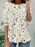 Women's Long Sleeve T-shirt Spring/Fall Apricot Floral Printing Jersey Crew Neck Daily Going Out Casual Top