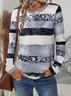 Women's Long Sleeve T-shirt Spring/Fall Gray Abstract Printing Jersey Crew Neck Daily Going Out Casual Top