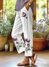Women's  H-Line Baggy Pants Daily Going Out Pants White Casual Printing Floral Spring/Fall Pants