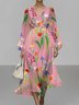Semi Formal Regular Fit Puff Sleeve V Neck Floral Dress