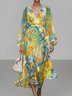 Gradient Pattern Puff Sleeve Semi Formal Dress