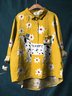 Women's Long Sleeve Shirt Spring/Fall Color1 Floral Split Joint Shawl Collar Daily Going Out Casual Top