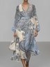 Puff Sleeve Street V Neck Ethnic Regular Fit Dress