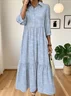 Women Striped Casual Spring/Fall Micro-Elasticity Regular Fit Maxi A-Line Regular No Dresses