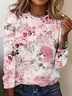 Women Simple Ombre Spring/Fall Daily Loose Jersey Long Sleeve Regular Regular T-shirts