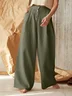 Women's  Elastic Waist H-Line Wide Leg Pants Daily Going Out Pants Khaki Casual Split Joint Plain Spring/Fall Pants