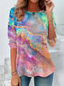 Women's Long Sleeve T-shirt Spring/Fall As Picture Abstract Printing Jersey Crew Neck Daily Going Out Casual Top