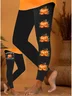 Halloween Women's Casual Slim Fit Leggings Pumpkin Pattern