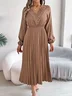 Casual V Neck Cotton Dress With No