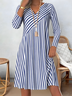 Women's Striped Pattern Dress Elegant Everyday Long Sleeve Casual Skirt