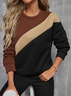 Women's Colorblock Printed Casual Round Neck Long Sleeve Sweatshirt