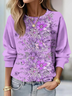 Women's Floral Print Casual Crew Neck Long Sleeve Sweatshirt