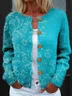 Women's Floral Pattern Art Print Button Cardigan Sweater