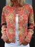 Women's Retro Ethnic Totem Art Print Buttoned Cardigan Sweater