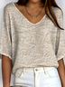 Women's Ribbed T-Shirt Casual Comfort 3/4 Sleeves Regular Top