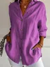 Women's Long Sleeve Shirt Spring/Fall Purple Plain Buckle Shirt Collar Regular Sleeve Daily Going Out Casual Top