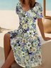 Women's Floral Print Casual V-Neck Short Sleeve Dress