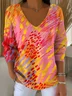 Painting Casual V Neck Sweater