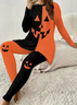 Women's Halloween Pattern Casual Long Sleeve Pants Set