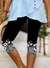 Women's Lace Floral Pattern Leggings Slim Fit Regular Cropped Pants