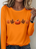 Women's Halloween Pattern Crew Neck Long Sleeve T-Shirt Regular Top