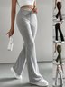 Women's  Elastic Waist H-Line Flare Pants Daily Going Out Pants Light Gray Casual Split Joint Plain Spring/Fall Pants
