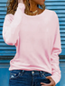 Women's Long Sleeve T-shirt Spring/Fall Pink Plain Printing Jersey Crew Neck Daily Going Out Casual Top