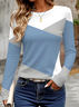 Women's Long Sleeve T-shirt Spring/Fall Blue Abstract Printing Jersey Crew Neck Daily Going Out Casual Top