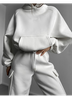Women's Solid Color Sports Casual Sweatshirt Suit Fashionable Loose Long Sleeve Style