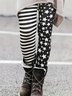Casual Tight Striped Cotton Leggings