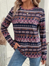 Women's Long Sleeve T-shirt Spring/Fall As Picture Abstract Printing Jersey Crew Neck Daily Going Out Casual Top