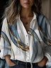 Women's Retro Print Loose Shirt Fashion Regular Fit Top
