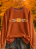 Women's Halloween Pumpkin Maple Leaf Print Casual Crew Neck Long Sleeve Sweatshirt