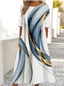Women's Round Neck Abstract Line Print Dress Fashionable And Elegant Loose Style