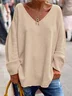 Casual Plain V Neck Sweater