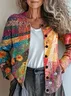 Women's Abstract Floral Print Casual Long Sleeve Cardigan