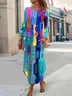 Women's Maxi Dress  Vacation Casual Holiday Date Regular Regular Fit Graphic Geometric Long Sleeve Crew Neck