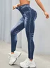Faux Denim Print Graphic Tight Casual Leggings