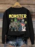Women's Monster Mashup - Retro Ghost Halloween Sweatshirt