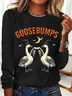 Women's long-sleeved Funny Goose Bumps Halloween, Retro Goose Pumps T-shirt