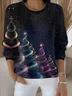 Women's Pullover Sweater Autumn and Winter Festival Floral Pattern Top