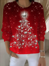 Women's Pullover Sweater Autumn and Winter Christmas Holiday Pattern Top