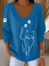 Women'S Cute Cat print Casual T-Shirt